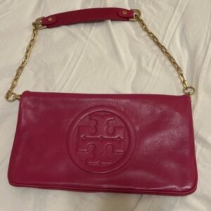 Tory Burch Hot Pink Leather Chain Shoulder Bag